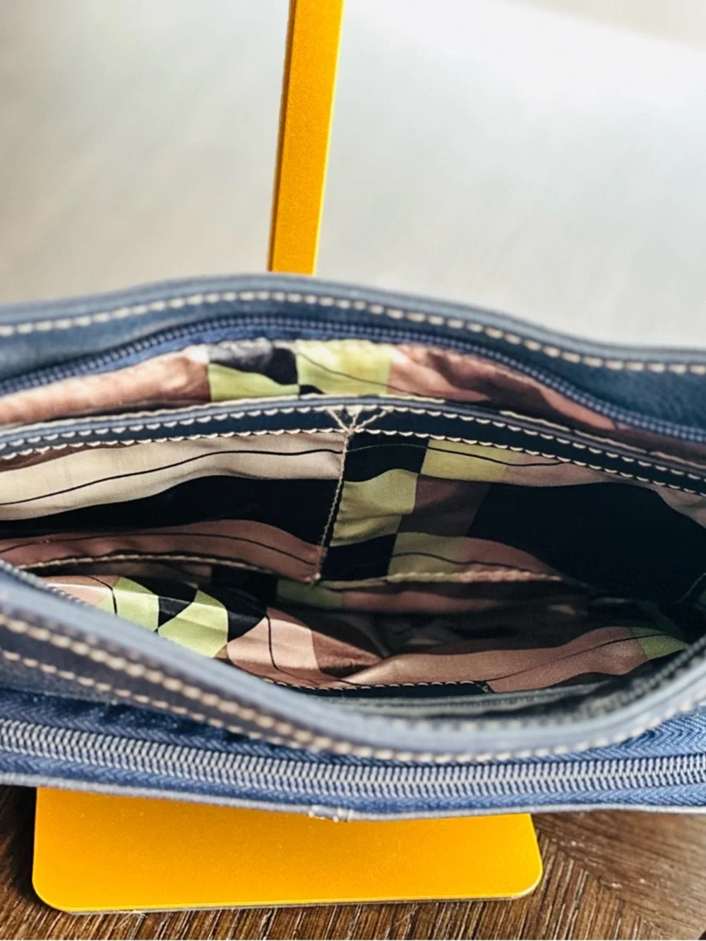Tignanello Navy Leather Crossbody Organizer Bag